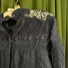 Mixit Women Vintage Black Lace Button Up Blouse Ruffle Victorian Top Large
