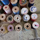 Vintage Lot Of  90 Old Wooden Spools With Thread Various Sizes   Color Sewing