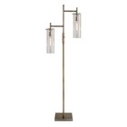 64  Brass Two Light Novelty Floor Lamp With Clear Glass Drum Shade