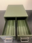 Mid Century Vintage Green Metal File Box Steelmaster Double Drawer