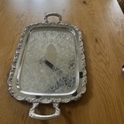 Vintage Oneida Silverplate Gallery Tray Etched Scrollwork Heavy