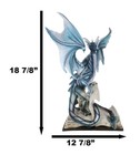 Large 18 h Dragon Of Bibliography Sacred Water Spell Book Guardian Statue Decor