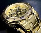 Invicta Men Pro Diver Scuba Chronograph Champagne Dial 18k Gold Plated Watch