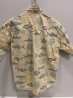 Columbia Shirt Mens Short Sleeve Fishing Salmon All Over Print Rayon Sz L
