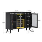 53  Wine Bar Cabinet With 2 Door   Led Light Liquor Bar Cabinet With Wine Rack