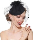 Fascinator Hats 20s 50s Derby Hat Pillbox For Women Tea Party One Size  Black 