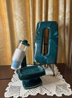 Vtg Emerald Onyx Marbled Bathroom Set Tissue Holder Soap Dish Cup Caddy Kmart