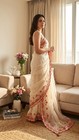 Designer Bollywood Style Saree Off - White Saree Embroidery Work Party Wear Sari
