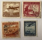 Vintage Chile Used Stamp Lot Of 4 Air Mail   Scenic Correos De Chile Stamps
