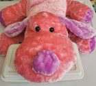 Dan Dee Dog 24  Plush Laying Puppy Stuffed Animal Pink   Purple Soft Floppy Exc 