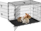Folding Rabbit Cage Dual-doors Small Animal Cage Metal Crate W tray For Cats Pet