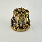 Signed Nicholas Gish Spinning Horse Carousel Thimble Metal Pewter Gold And Tone