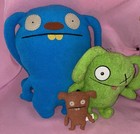 3 Uglydoll Blue Basheeshee 13  Monster Chuckanucka Keychain   Ox Green Plush