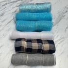 Lot Of 6 Used Deco Mesh Rolls 10 In X 30 In Blue Gray Plaid White