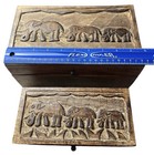 Mango Wood Nesting Boxes Hand Carved Elephant Design Hinged