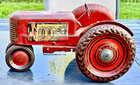 Large 10  Vintage Red Marx Tin Tractor 1940 s Farm Toy Litho Agriculture Antique