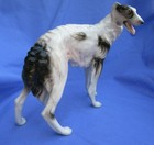 Borzoi 11  Keramos Austria Black white Dog Figurine Marked 1950s