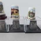 14pc Vintage European Collectible Sewing Thimble Lot Pewter  Bone China  Etc 