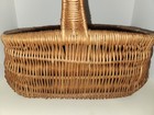 Vintage Handwoven Wicker Basket W  Handle Rustic Farmhouse Decor Storage 15 