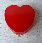 Vintage Heart Shaped Celluloid Plastic Jewelry Trinket Hinged Box Red