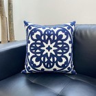  Canvas Embroidered Decorative Throw Pillow 18  X 18   pack Of 1  Navy Petal