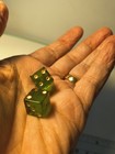 Vintage Mid Century Apple Green Bakelite-translucent Dice Set Of 2