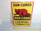 Vintage 10 X 14 In Red Coon Chewing Tobacco Adv  Sign Tin Metal Tacker - S 209