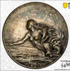 Transatlantic Company  Medal 1912  Silvered Ae Matte  Ship   Mermaid  Pcgs Sp53