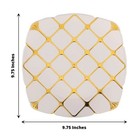 10 White 10  Square Plates Gold Geometric Design Party Events Tableware Supplies