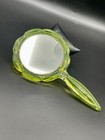 Vintage Boyd Uranium Vaseline Glass Hand Held Mirror Vanity Mirror Yellow