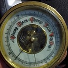 Round Brass Tone Analog Aneroid Barometer Gauge Dial  stormy Rain Change 