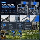 2 Pack Padded Folding Camping Chairs Director Chairs Storage Pockets Blue Gray