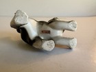 Vintage Ceramic Black White Cat Kitten Figurine Japan Pink Ears plastic Whiskers