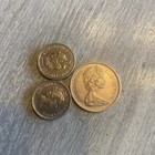 3 Coins England Different 5 Pence Styles