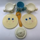 Vintage 1983 Meritus Smiling Face Dish Set- Plates  Cups  Spoon