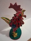 Mexican Folk Art Pottery Rooster Figurine Signed Jjrm Hand Painted Alebrije 7in