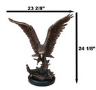 Large 24 h Bald Eagle With Open Wings By Tree Top Bronze Electroplated Statue