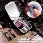 Bs-mall Makeup Brushes Set 14 Pcs With Led Light Mirror Cosmetic Tools Black