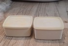 Vintage Tupperware Set Of 2 Square Storage Containers With Lids Almond Beige