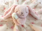 Little Me Pink Bunny Rabbit Floral Security Blanket Rattle Satin Trim Lovey Toy