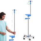 Thiel Iv Pole With Wheels Tray Stand Portable 4 Hooks 5 Wheel Iv Fluid Bag Stand