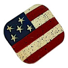 Vintage Hand Painted American Flag Lapel Hat Pin Brooch Artist Signed Metal