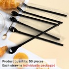 50 Pieces  straw Spoon   Detachable Straw Spoon Cocktail Stirrer For Espresso