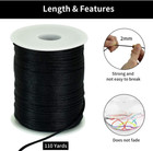2mm X 110 Yards Black Nylon Cord Satin String For Bracelet Jewelry Making Rattai