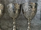 4 Mini Goblet Silver Plated 3 2    Made In Japan Tarnish Protected Vintage