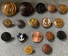 Lot Of Vintage Antique Buttons With Anchors Metal Glass Plastic Wood