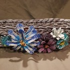 Handmade Woven Wicker Basket With Colorful Floral Decorations