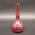 Vtg Fenton Cranberry Glass Barber Bottle Diamond Optic Missing Stopper 8 75  T
