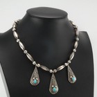 Native American Turquoise Sterling Silver Floral Necklace
