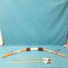 Vtg 43  Handmade Wood fur feather Bow   2 Arrows Native American